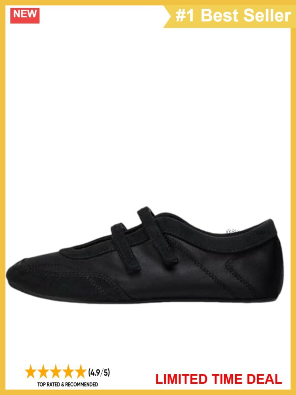 Womens Elastic Strap Ballet Flats Slip On Round Toe PU Mary Janes Casual Shoes